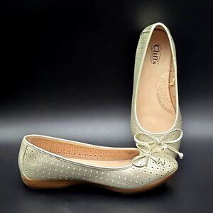 Cliffs White Mountain Cheryl Gold Metallic Ballet Flat Shoes Women Size 9.5W